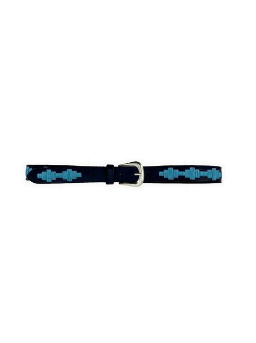 Women's blue leather belt with light blue raffia details Puntovita & Arsenice | PV912BLUTURCHESE